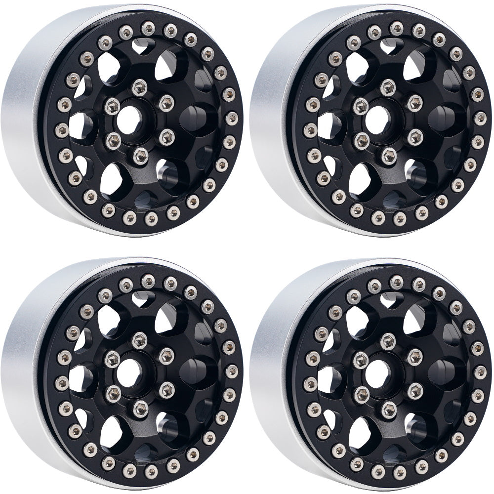 Powerhobby B3 Aluminum 1.9 Beadlock Wheels 9mm Hubs Black (4) 1/10 Rock Crawler