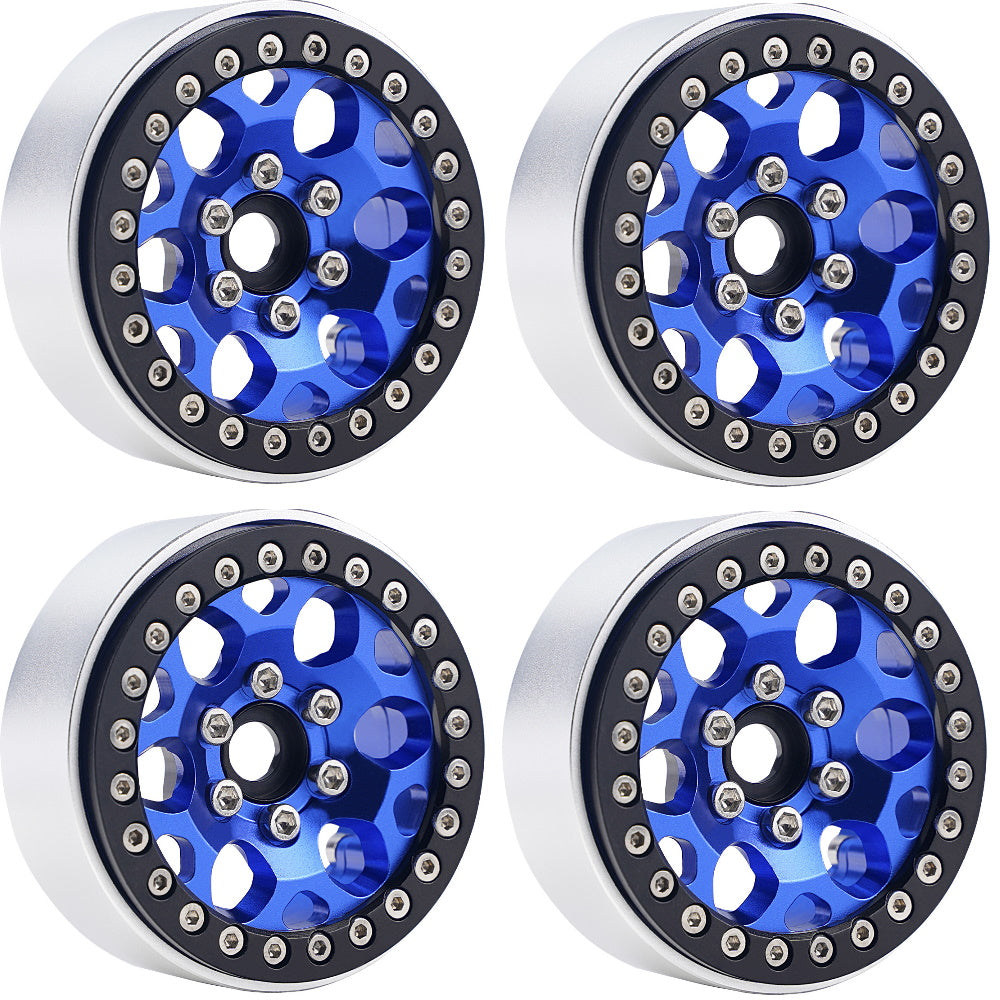 Powerhobby B3 Aluminum 1.9 Beadlock Wheels 9mm Hubs Blue (4) 1/10 Rock Crawler