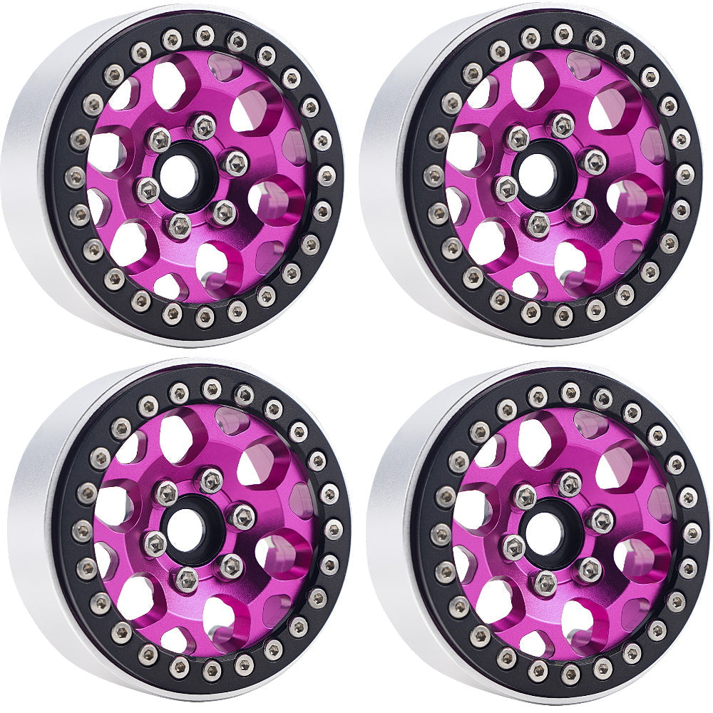 Powerhobby B3 Aluminum 1.9 Beadlock Wheels 9mm Hubs Pink (4) 1/10 Rock Crawler