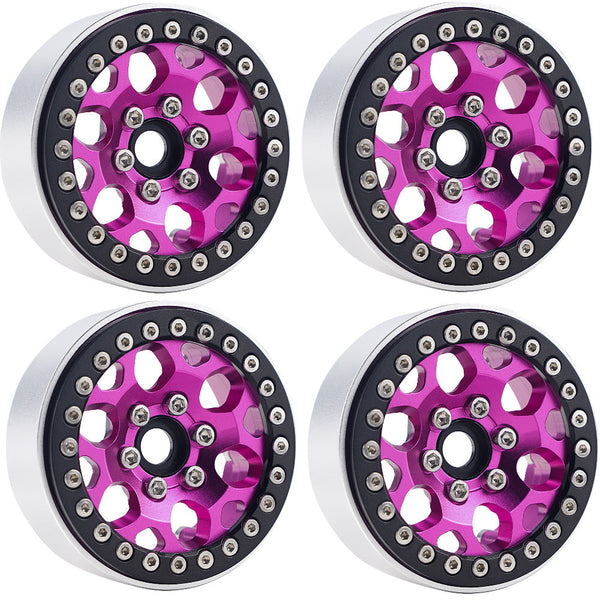 Powerhobby B3 Aluminum 1.9 Beadlock Wheels 9mm Hubs Pink (4) 1/10 Rock Crawler