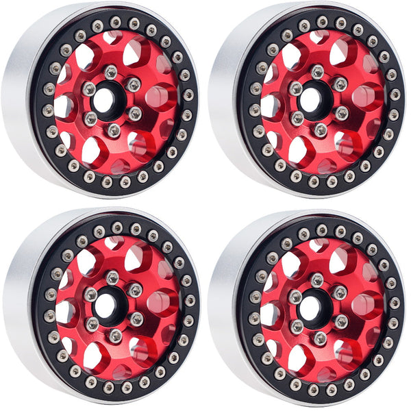 Powerhobby B3 Aluminum 1.9 Beadlock Wheels 9mm Hubs Red (4) 1/10 Rock Crawler