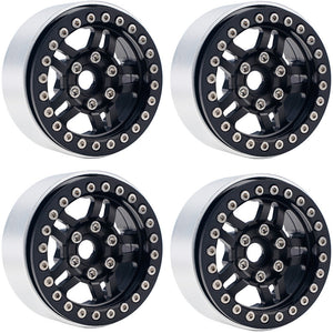 Powerhobby B4 Aluminum 1.9 Beadlock Wheels 9mm Hubs Black (4) 1/10 Rock Crawler