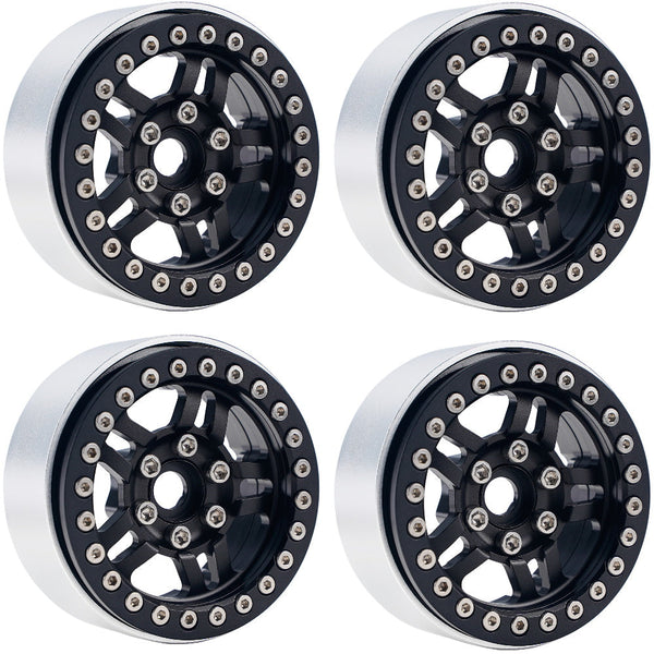 Powerhobby B4 Aluminum 1.9 Beadlock Wheels 9mm Hubs Black (4) 1/10 Rock Crawler