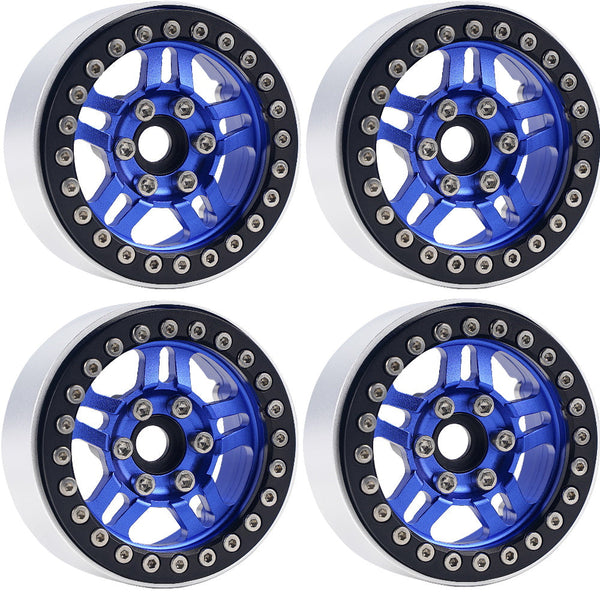 Powerhobby B4 Aluminum 1.9 Beadlock Wheels 9mm Hubs Blue (4) 1/10 Rock Crawler