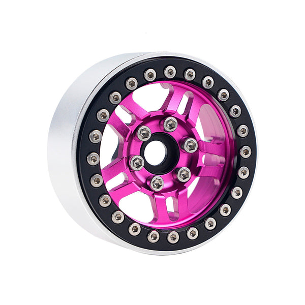 Powerhobby B4 Aluminum 1.9 Beadlock Wheels 9mm Hubs Pink (4) 1/10 Rock Crawler