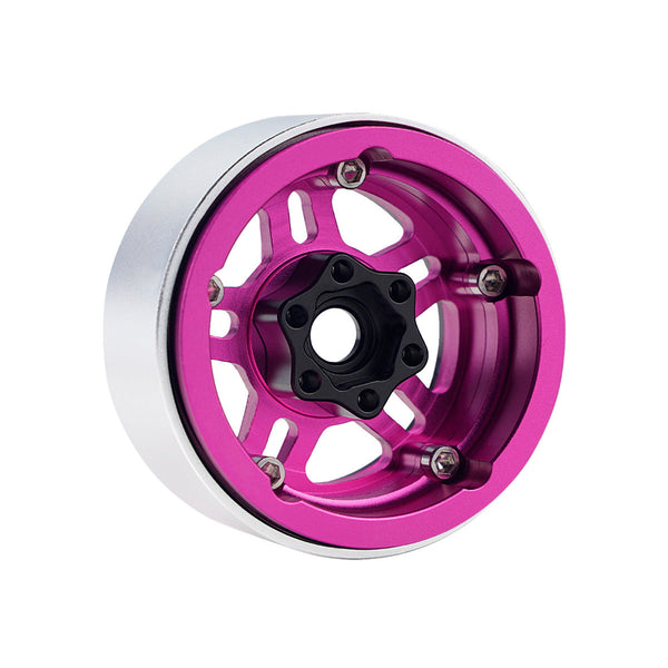 Powerhobby B4 Aluminum 1.9 Beadlock Wheels 9mm Hubs Pink (4) 1/10 Rock Crawler