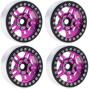 Powerhobby B4 Aluminum 1.9 Beadlock Wheels 9mm Hubs Pink (4) 1/10 Rock Crawler