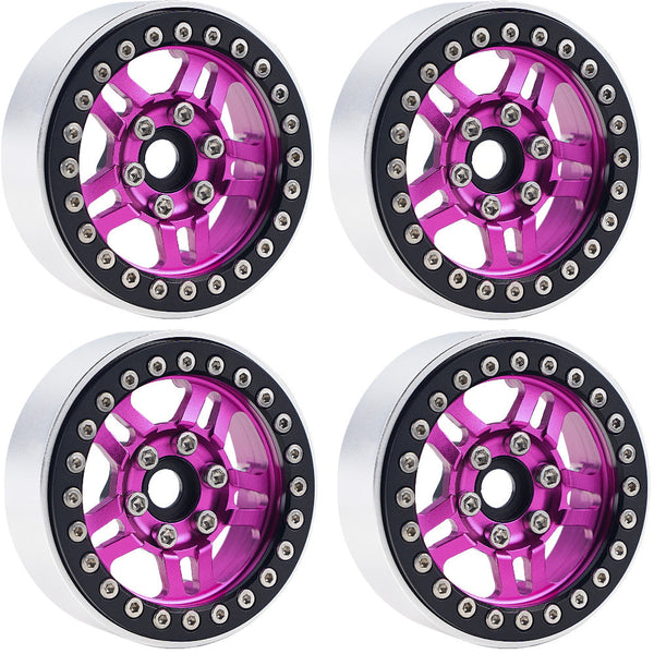 Powerhobby B4 Aluminum 1.9 Beadlock Wheels 9mm Hubs Pink (4) 1/10 Rock Crawler