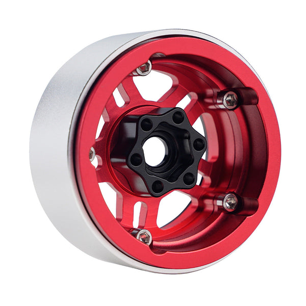 Powerhobby B4 Aluminum 1.9 Beadlock Wheels 9mm Hubs Red (4) 1/10 Rock Crawler