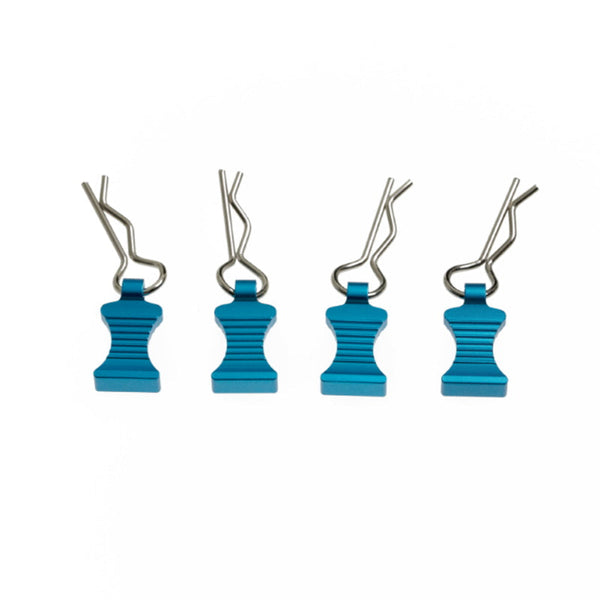 Powerhobby Pro Aluminum Easy Pull 1/10 1/8 Body Clips Blue (4)