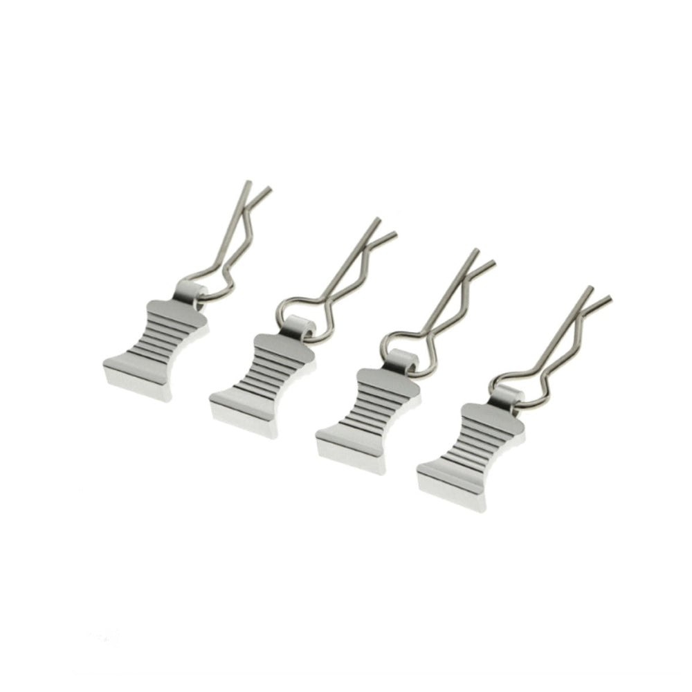 Powerhobby Pro Aluminum Easy Pull 1/10 1/8 Body Clips Silver (4)