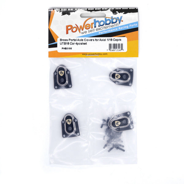 Powerhobby Brass Portal Axle Covers Axial 1/18 Capra UTB18 Black