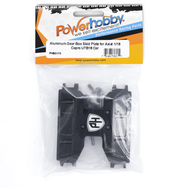Powerhobby Aluminum Gear Box Skid Plate Axial 1/18 Capra UTB18 Black