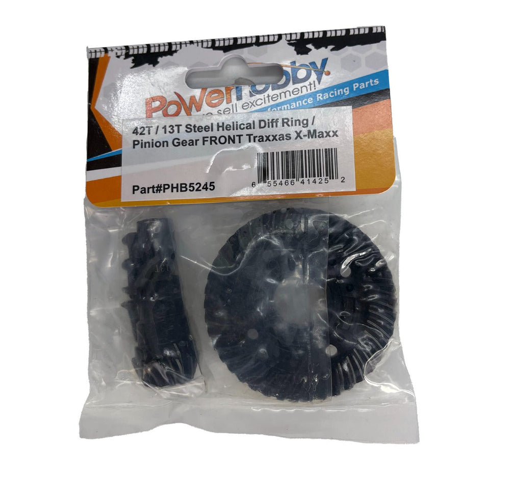 Powerhobby 42t / 13t Steel Helical Diff Ring / Pinion Gear FRONT  FOR Traxxas X-Maxx