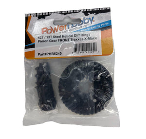 Powerhobby 42t / 13t Steel Helical Diff Ring / Pinion Gear FRONT  FOR Traxxas X-Maxx