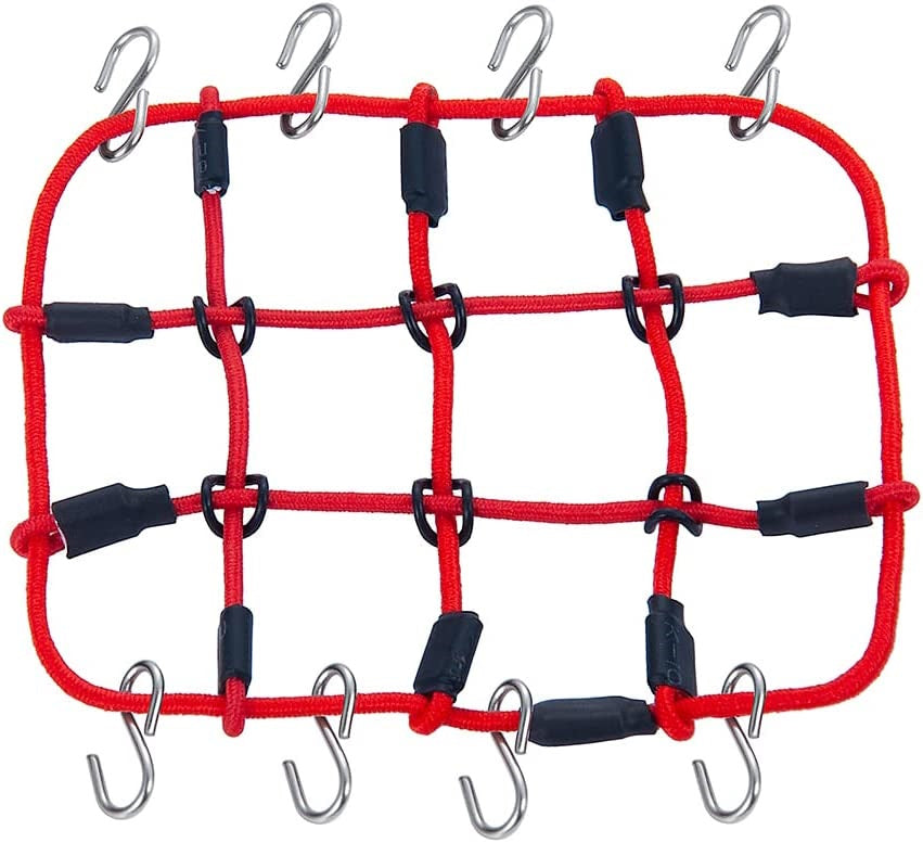 Powerhobby Elastic Roof Rack Luggage Net w Hooks 1/24 Crawler Axial SCX24 Red