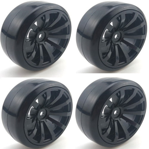 Powerhobby 1/10 Drift Car Mounted Tires / Wheels (4) Black PY001
