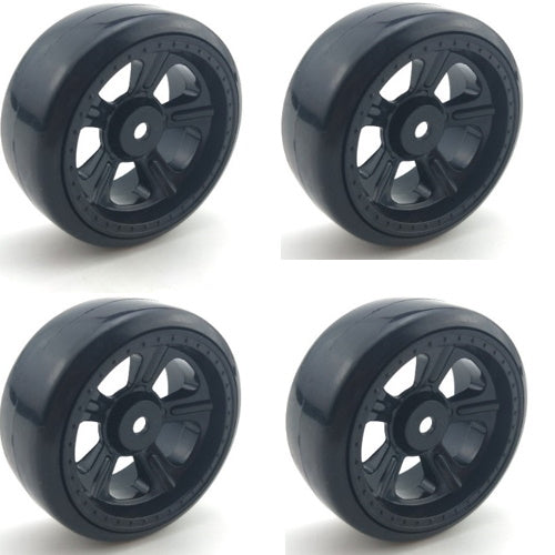 Powerhobby 1/10 Drift Car Mounted Tires / Wheels (4) Black PY005