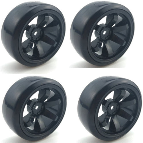Powerhobby 1/10 Drift Car Mounted Tires / Wheels (4) Black PY006