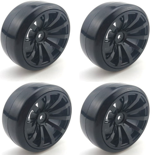Powerhobby 1/10 Drift Car Mounted Tires / Wheels (4) Black PY011