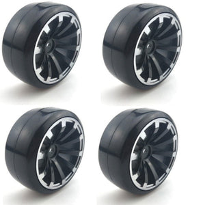 Powerhobby 1/10 Drift Car Mounted Tires / Wheels (4) Silver PY041