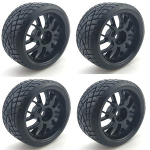 Powerhobby 1/10 Drift Car Mounted Tires / Wheels (4) Black PY051