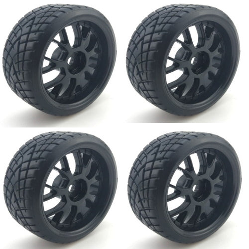 Powerhobby 1/10 Drift Car Mounted Tires / Wheels (4) Black PY051