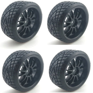 Powerhobby 1/10 Drift Car Mounted Tires / Wheels (4) Black PY055