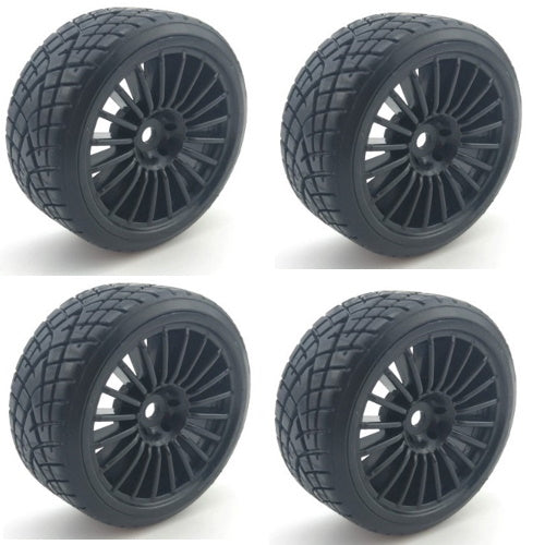 Powerhobby 1/10 Drift Car Mounted Tires / Wheels (4) Black PY057