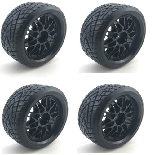 Powerhobby 1/10 Drift Car Mounted Tires / Wheels (4) Black PY063