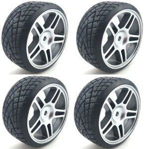 Powerhobby 1/10 Drift Car Mounted Tires / Wheels (4) Silver PY064