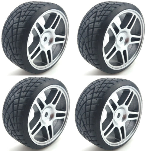 Powerhobby 1/10 Drift Car Mounted Tires / Wheels (4) Silver PY064