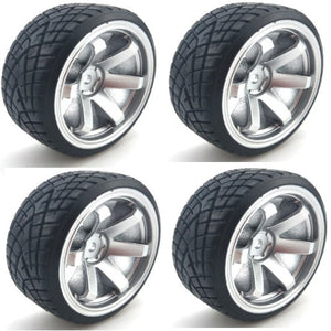 Powerhobby 1/10 Drift Car Mounted Tires / Wheels (4) Silver PY067