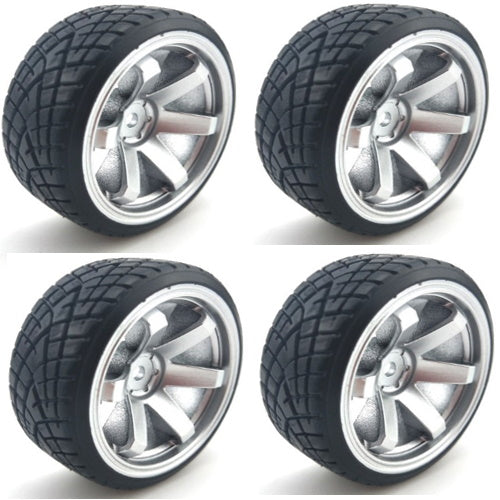 Powerhobby 1/10 Drift Car Mounted Tires / Wheels (4) Silver PY067