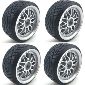 Powerhobby 1/10 Drift Car Mounted Tires / Wheels (4) Silver PY071