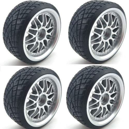 Powerhobby 1/10 Drift Car Mounted Tires / Wheels (4) Silver PY071