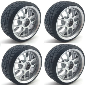 Powerhobby 1/10 Drift Car Mounted Tires / Wheels (4) Silver PY073