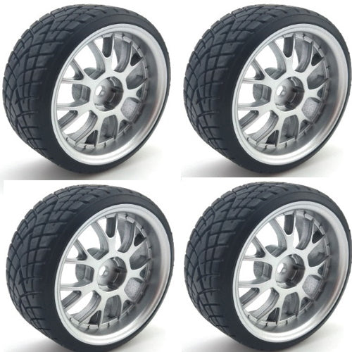 Powerhobby 1/10 Drift Car Mounted Tires / Wheels (4) Silver PY073