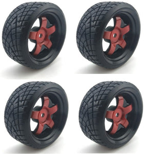 Powerhobby 1/10 Drift Car Mounted Tires / Wheels (4) Red PY078