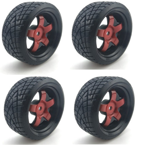 Powerhobby 1/10 Drift Car Mounted Tires / Wheels (4) Red PY078