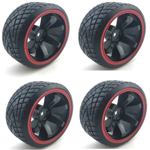 Powerhobby 1/10 Drift Car Mounted Tires / Wheels (4) Red PY080