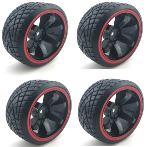 Powerhobby 1/10 Drift Car Mounted Tires / Wheels (4) Red PY080