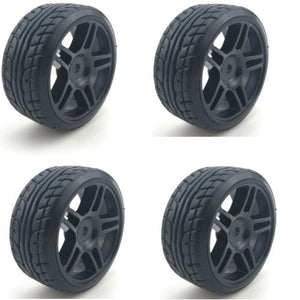 Powerhobby 1/10 Drift Car Mounted Tires / Wheels (4) Black PY085