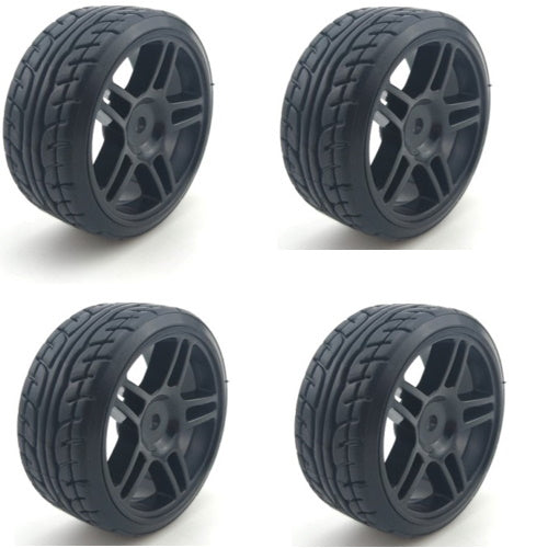 Powerhobby 1/10 Drift Car Mounted Tires / Wheels (4) Black PY085