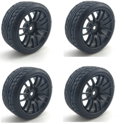 Powerhobby 1/10 Drift Car Mounted Tires / Wheels (4) Black PY097