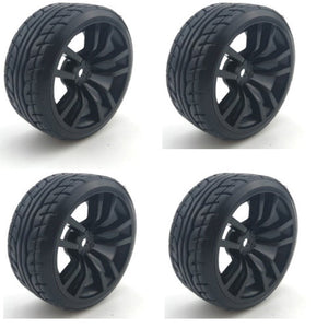 Powerhobby 1/10 Drift Car Mounted Tires / Wheels (4) Black PY101