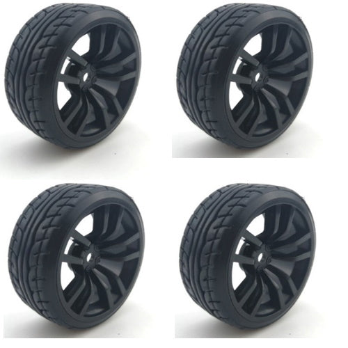 Powerhobby 1/10 Drift Car Mounted Tires / Wheels (4) Black PY101