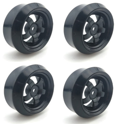 Powerhobby 1/10 Drift Car Mounted Slick Tires / Wheels (4) Black PY124