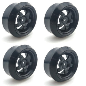 Powerhobby 1/10 Drift Car Mounted Slick Tires / Wheels (4) Black PY124
