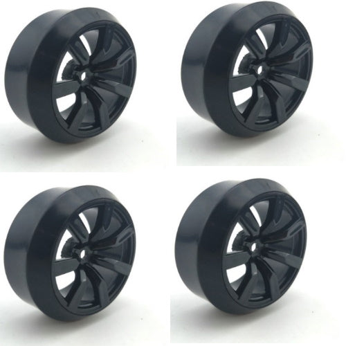Powerhobby 1/10 Drift Car Mounted Slick Tires / Wheels (4) Black PY132